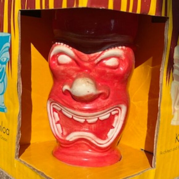 TIKI MUG 4 PIECE SET 12 OZ CERAMIC NEW IN BOX - Picture 3 of 5